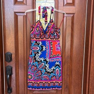 Cache Scarf Print Halter Dress Sz 6